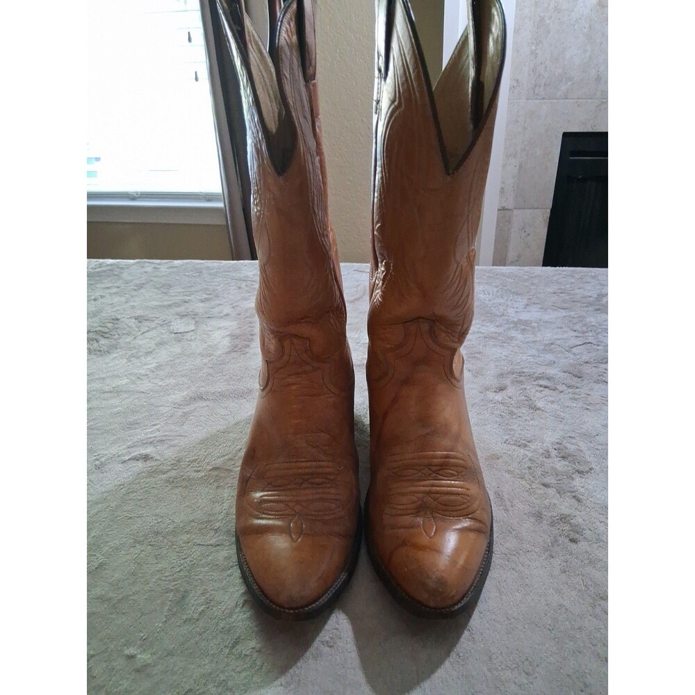 Mens Vintage Justin Cowboy Western Boots Tan 7 D Tan Made